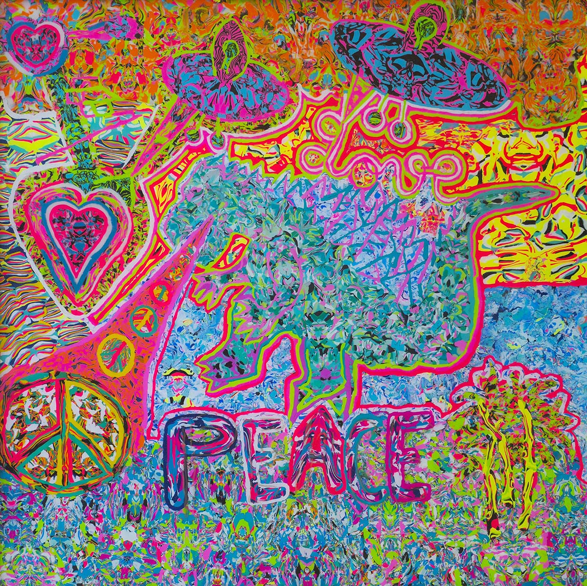 "Alien Heart Godzilla Peace" Clay Painting